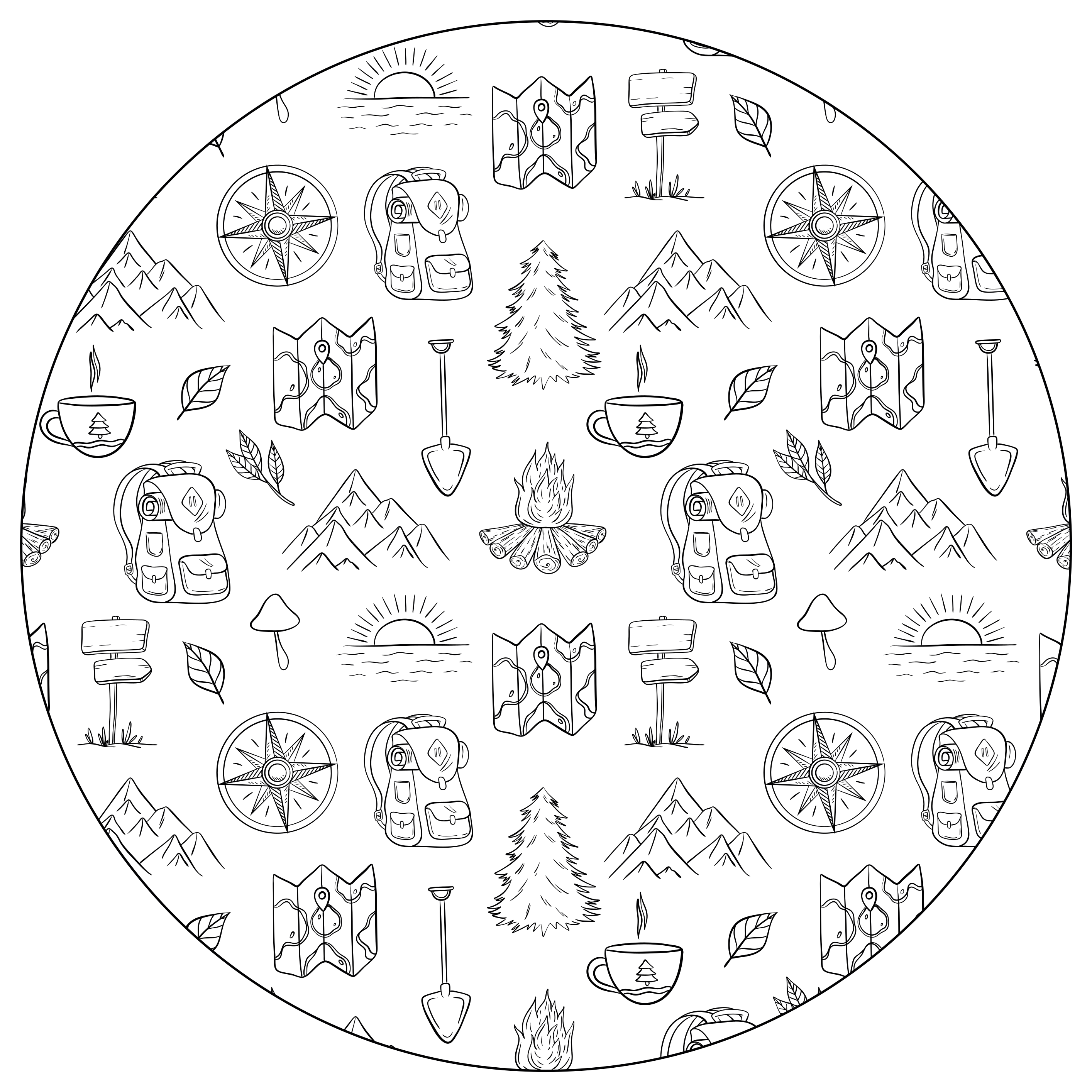 Rôzne vinylové koberce pre deti s ikonami kempovania - Tenstickers