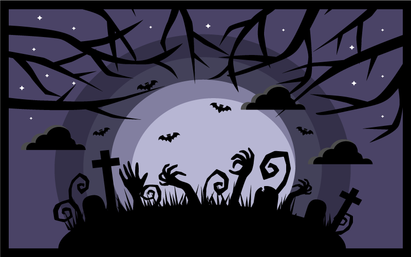vinylový koberec halloween strašidelná scéna na cintoríne - Tenstickers