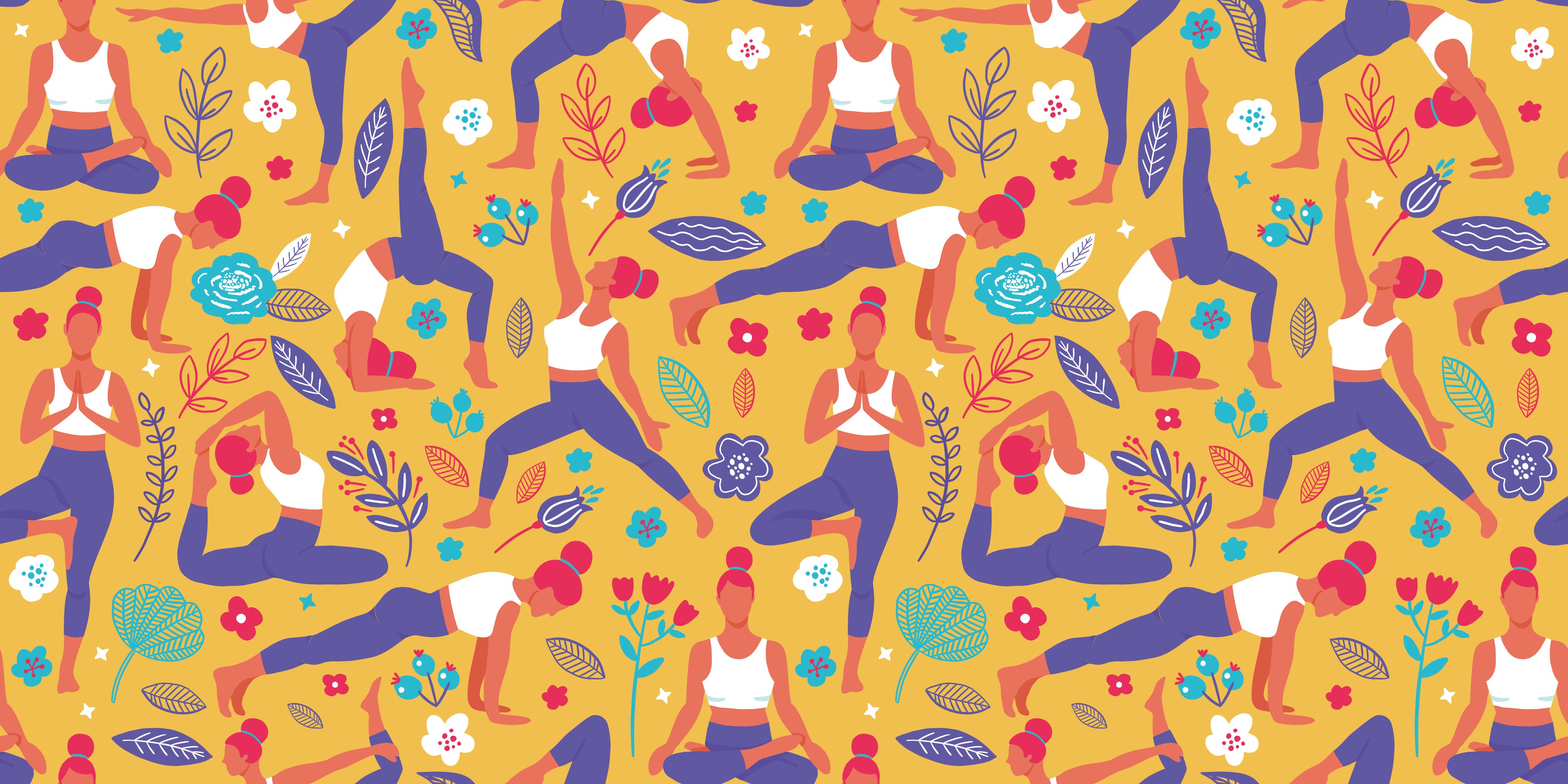 vinylový koberec pre mládež živé motívy jogy - Tenstickers