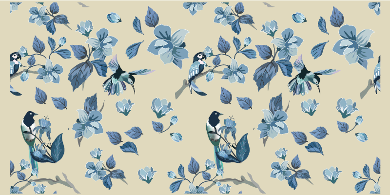 vinylový koberec s kvetmi modré kvetinové akcenty - Tenstickers