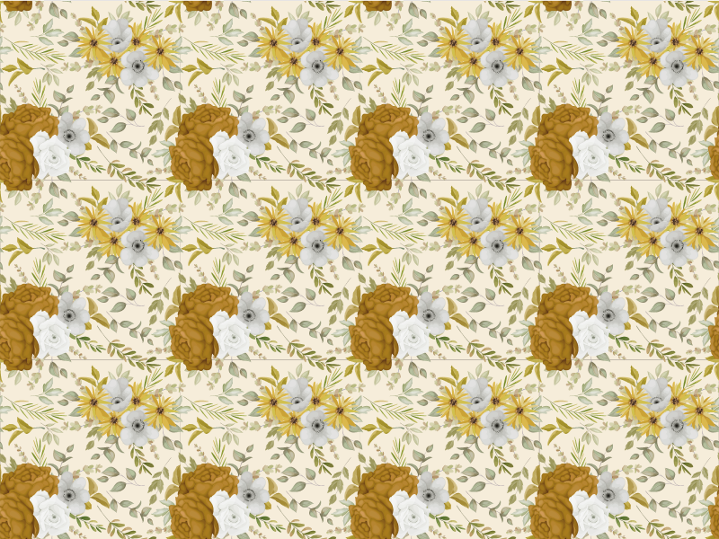 vinylový koberec s kvetmi botanický listový dizajn - Tenstickers