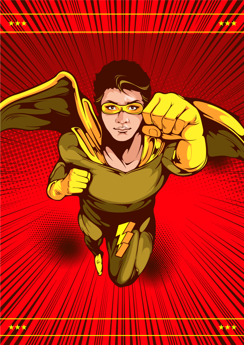 rôzne vinylové koberce pre deti superhrdinská akčná póza - Tenstickers