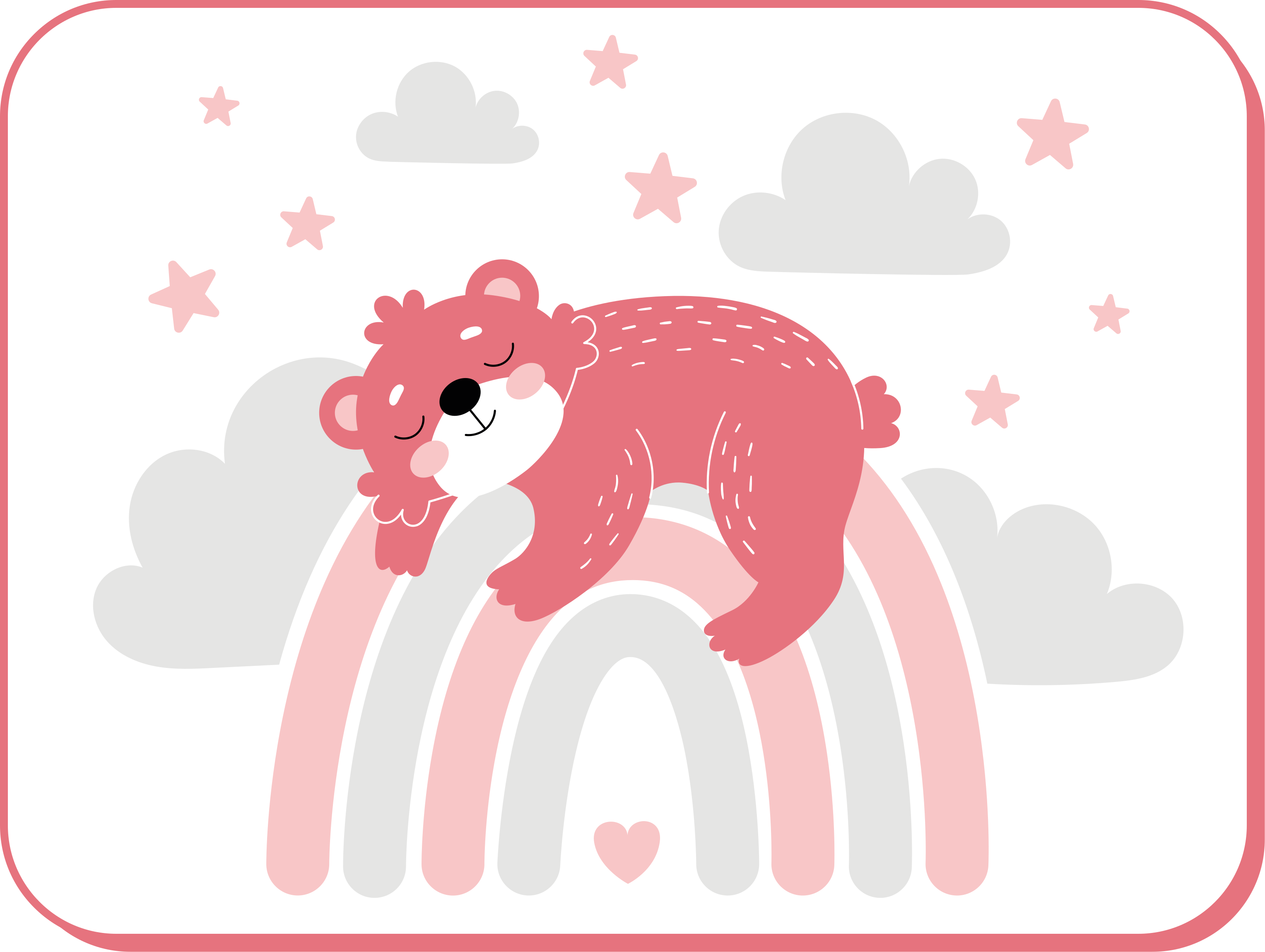 Ružový medvedík na dúhovej detskej podložke na hranie - Tenstickers