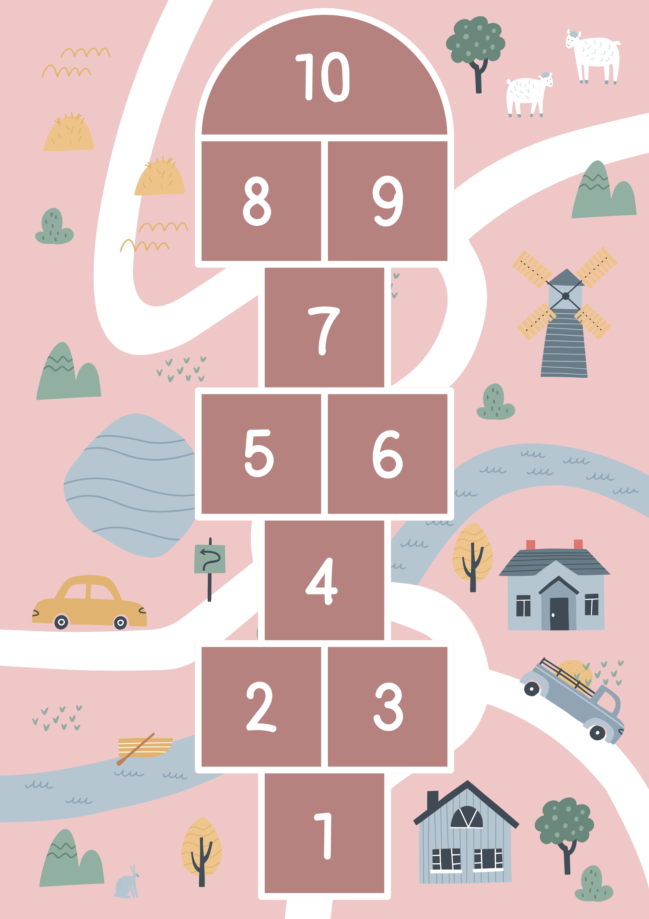 Poskoková ružová cestná detská podložka na hranie - Tenstickers