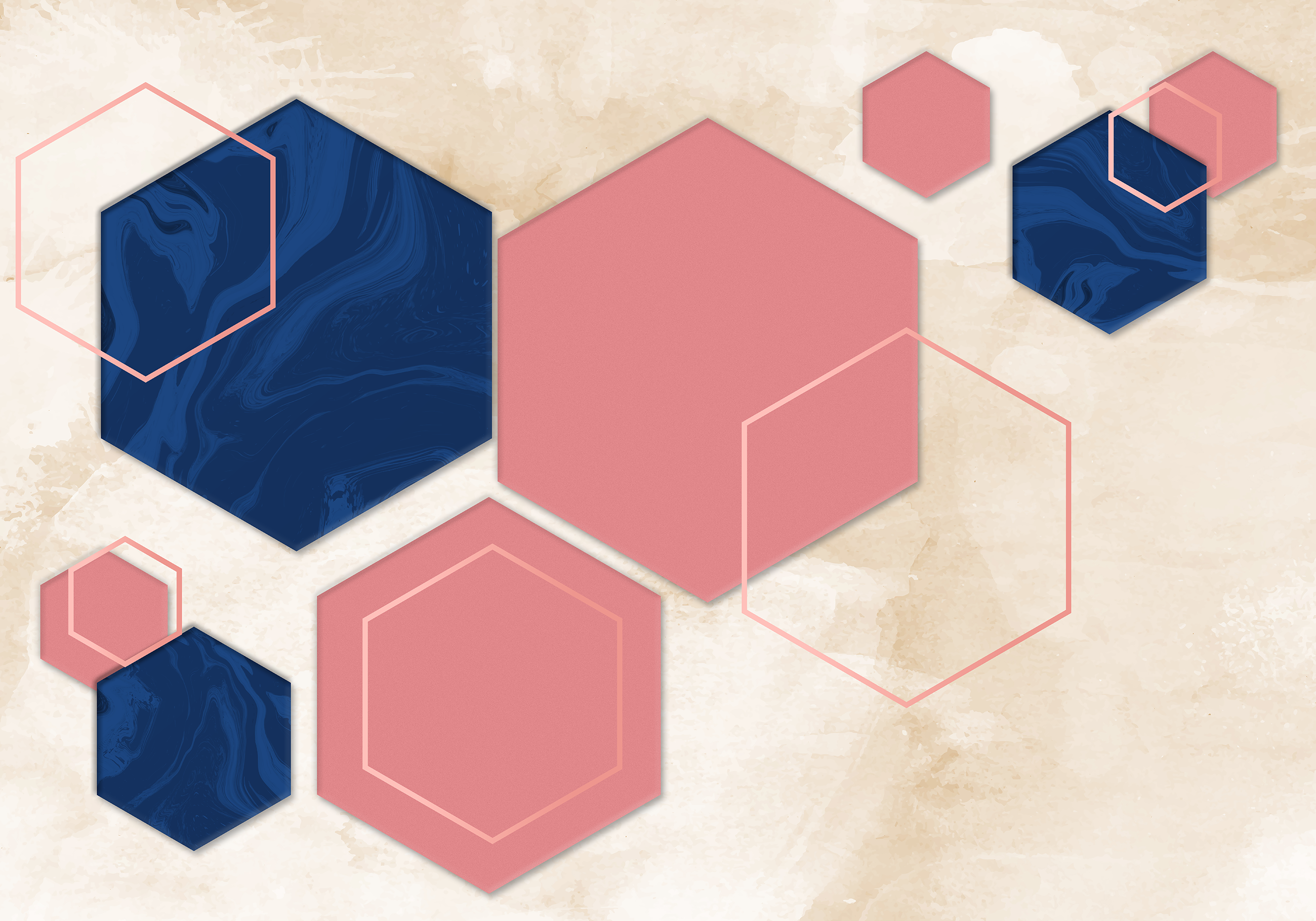 vinylový koberec geometrické tvary abstraktné šesťuholníky - Tenstickers