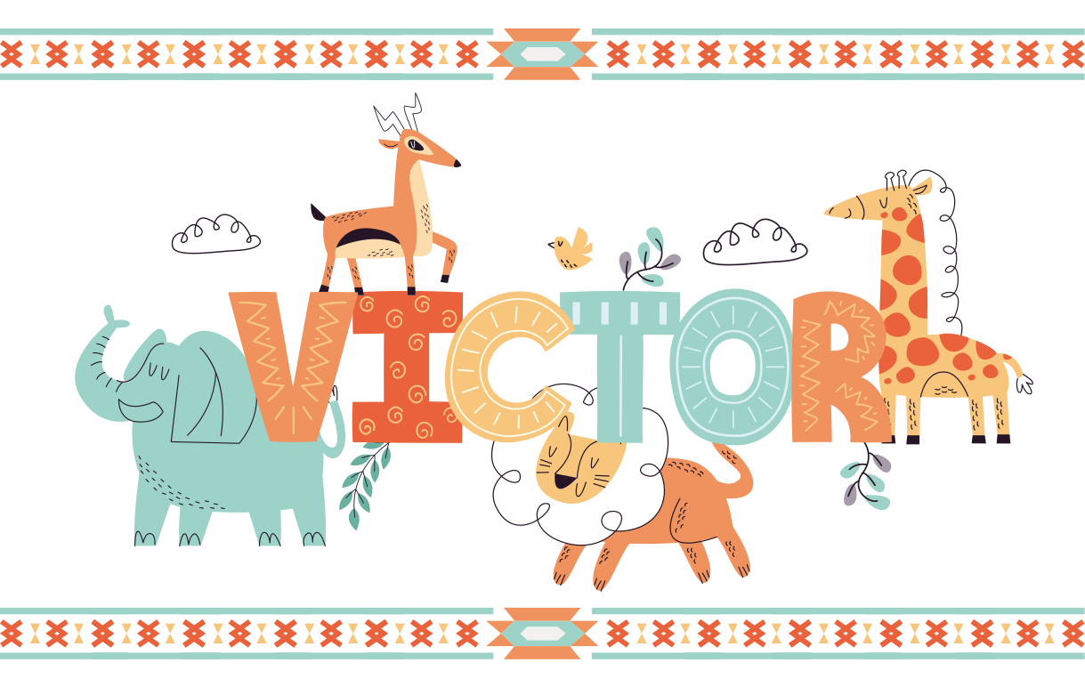 vinylový koberec s menom prispôsobená téma safari - Tenstickers