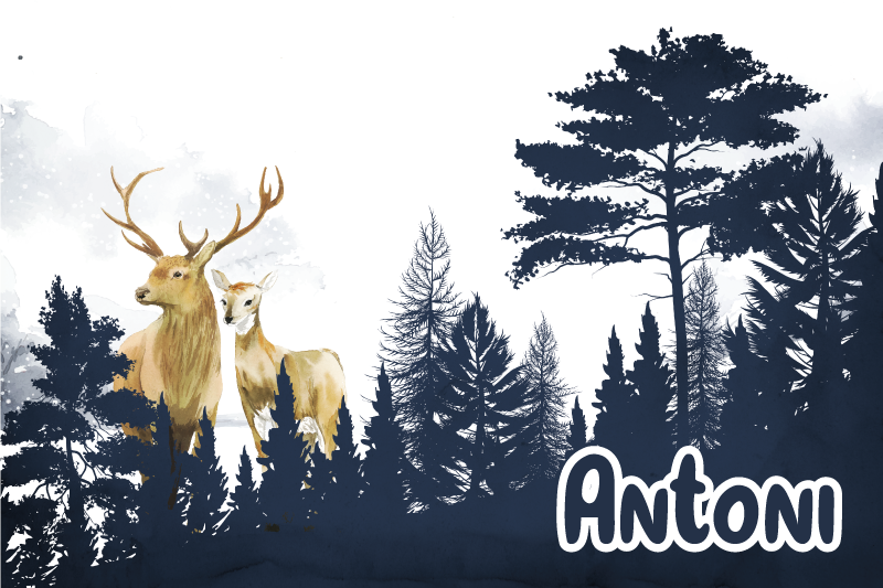 vinylový koberec s menom silueta lesnej fauny - Tenstickers