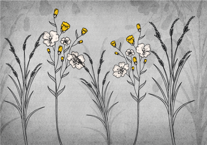 škandinávsky štýl šedé rastliny príroda vinylový koberec - Tenstickers