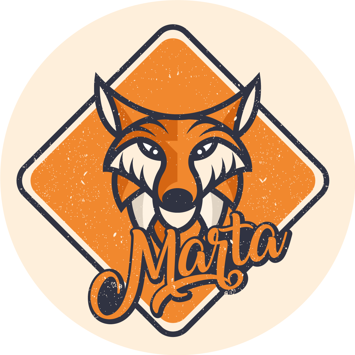 vinylový koberec s menom prispôsobiteľná šikovná líška - Tenstickers