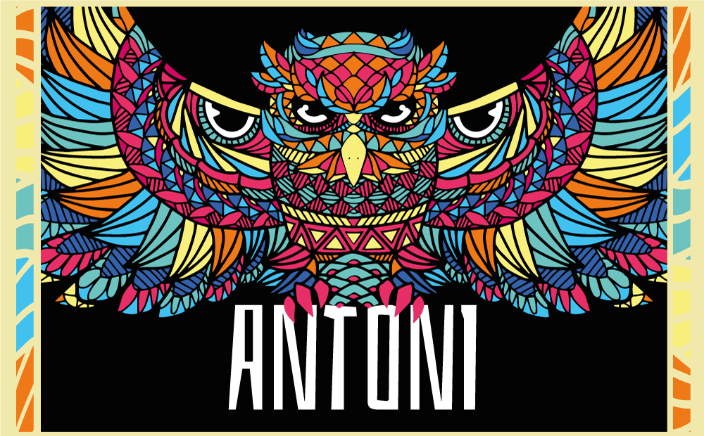 vinylový koberec s menom prispôsobenie farebných sov - Tenstickers