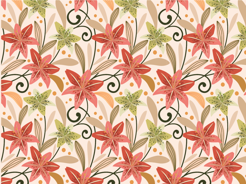 Farebný vintage ľaliový kvetinový koberec - Tenstickers