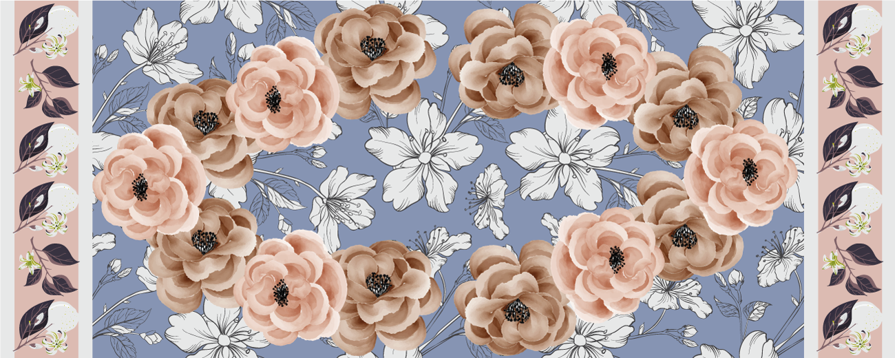 Moderné kvetinové línie kvetinový koberec - Tenstickers