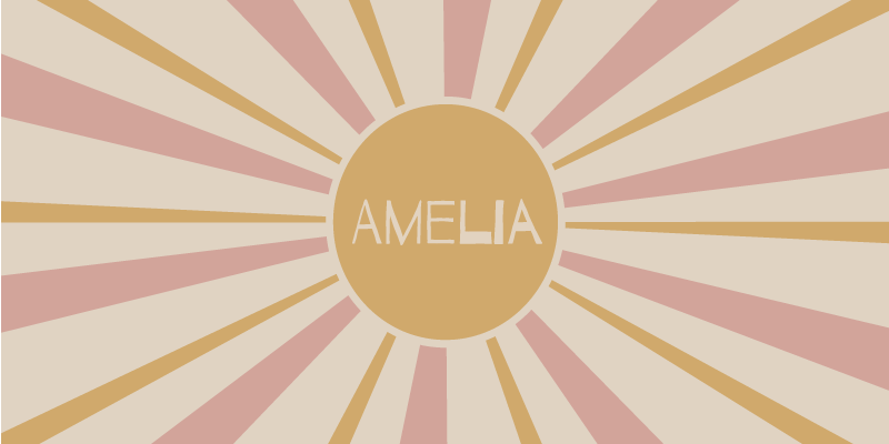 vinylový koberec s menom prispôsobiteľný text sunburst - Tenstickers