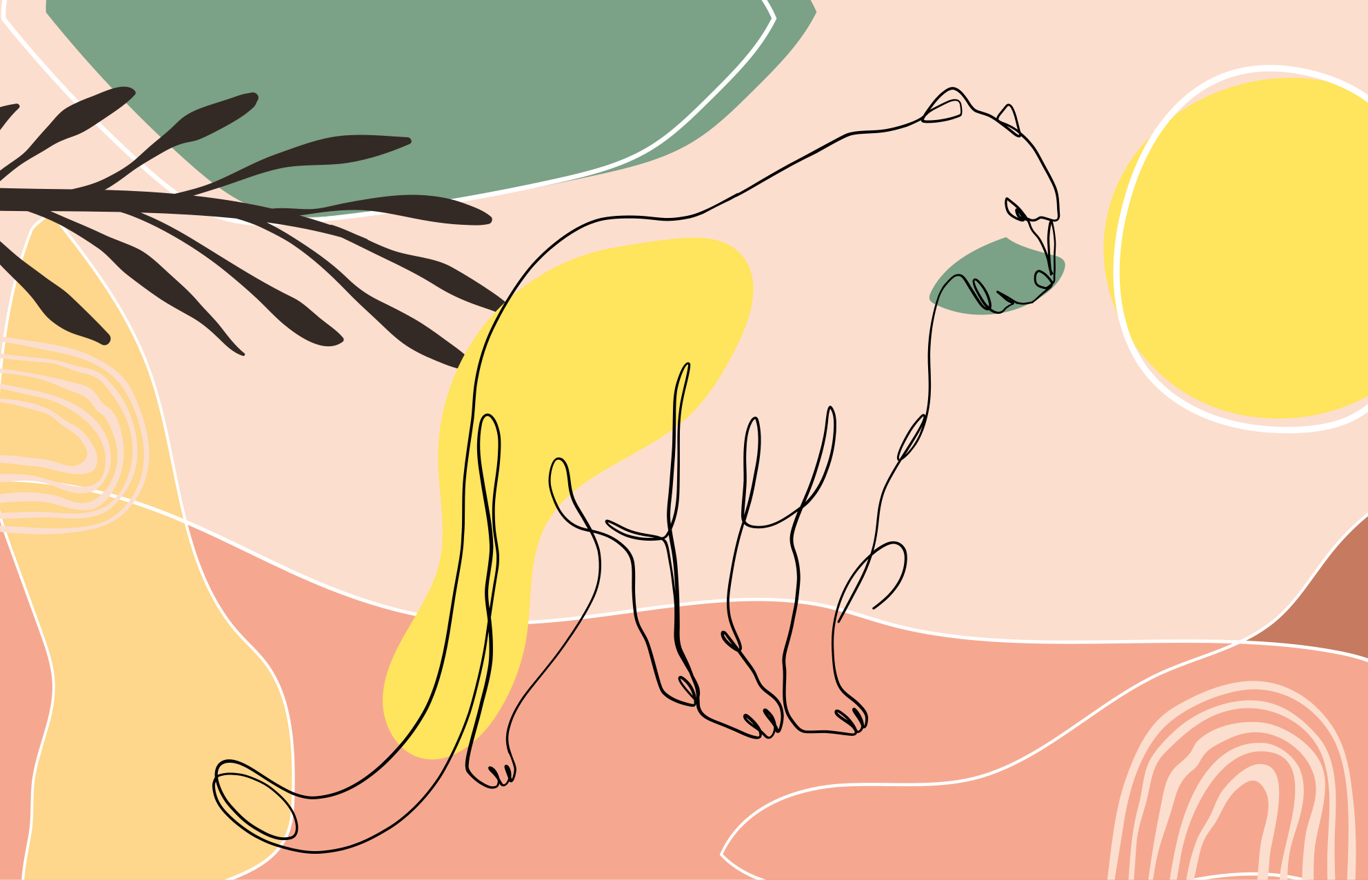 Ručne kreslená podložka so zvieratami pantera - Tenstickers