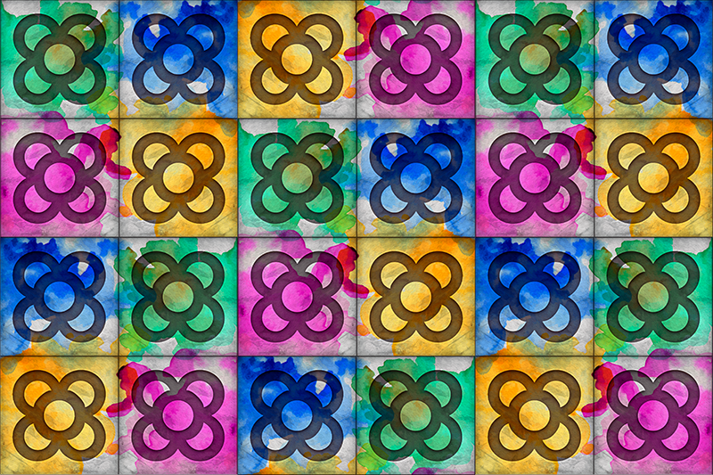 Vinylový koberec retro farebné dlaždice panot - Tenstickers