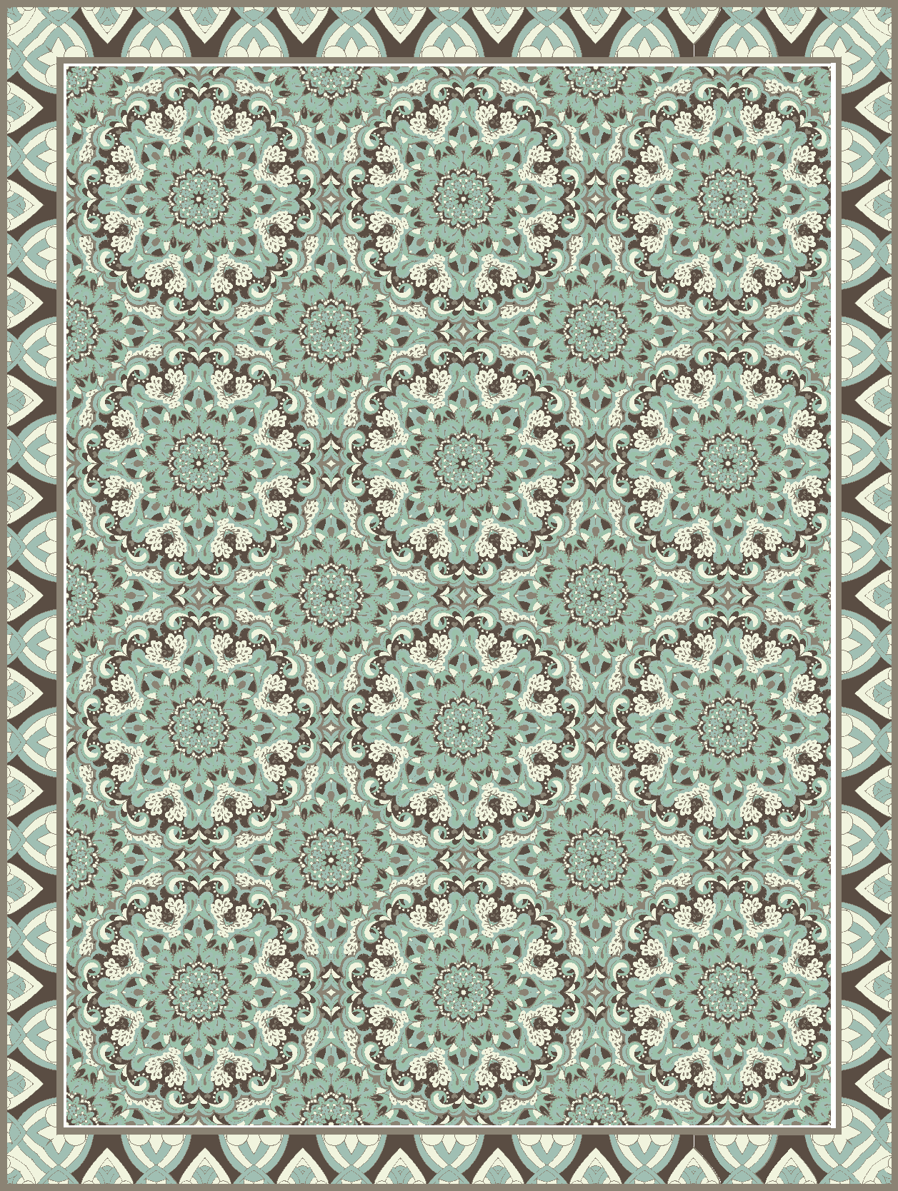 vinylový koberec  pre jedáleň kvetinový vzor dlaždíc - Tenstickers