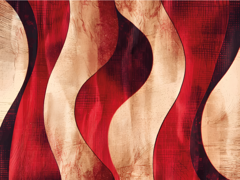 červený vinylový koberec moderný vlnový vzor - Tenstickers