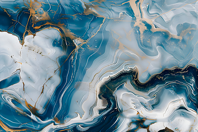 Mramorový vinylový koberec tmavomodrá a biela farba - Tenstickers