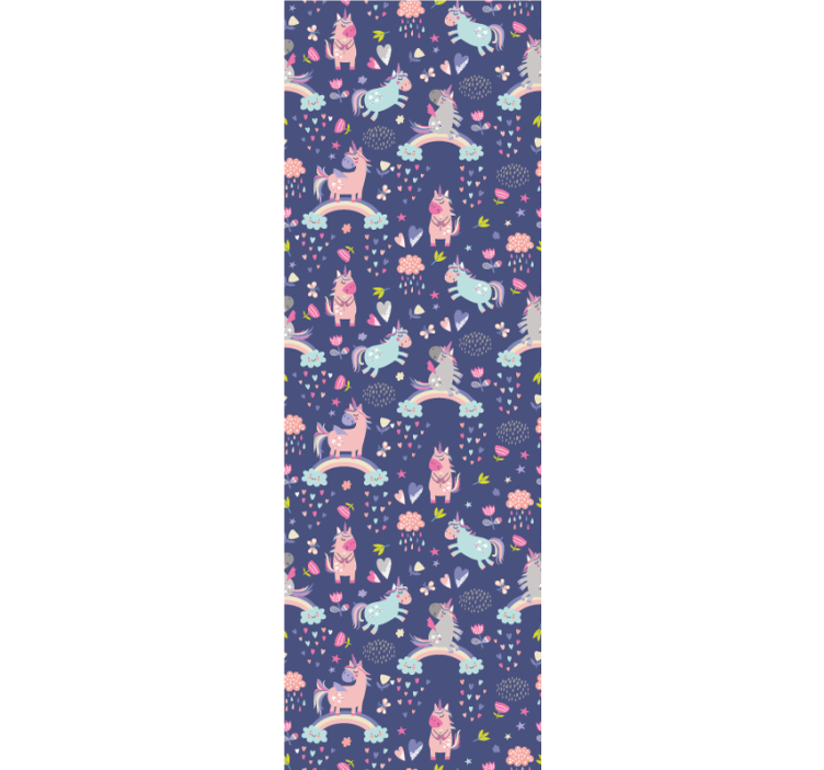 tapeta do detskej izby farebné vzory jednorožcov - Tenstickers