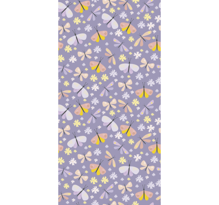 Tapety na stenu motyle fialové pôvabné kvety - Tenstickers