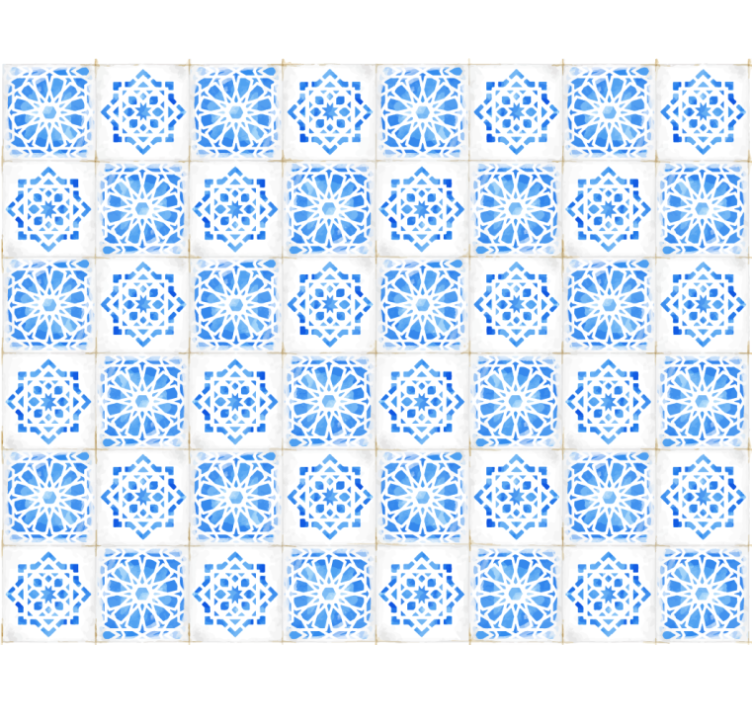 Tapeta obkladačky zložitý modrý vzor - Tenstickers