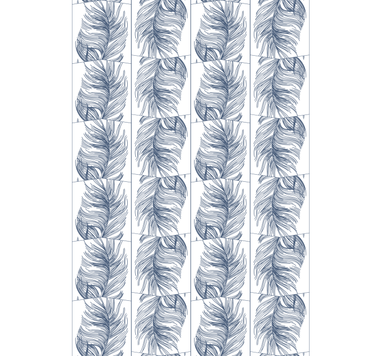 Moderna tapeta na stenu štýl hampton modré perá - Tenstickers