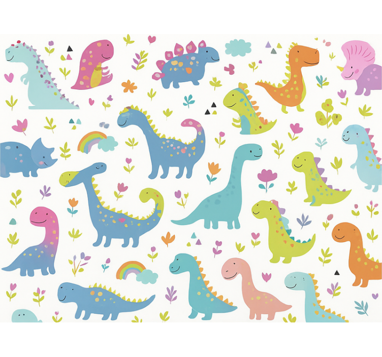 Tapeta do detskej izby farebné dinosaurov - Tenstickers