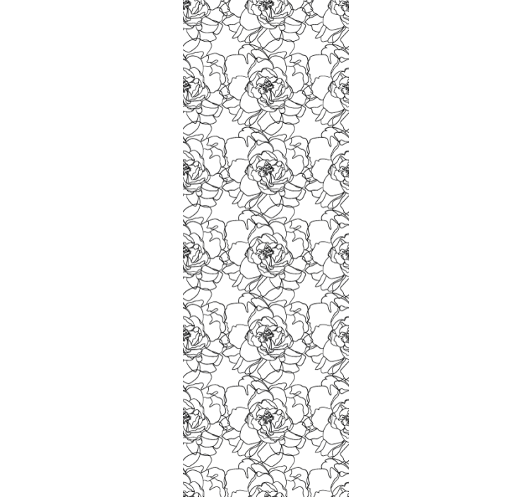 Kreslený obrys pivonka kvet chodba tapety - Tenstickers