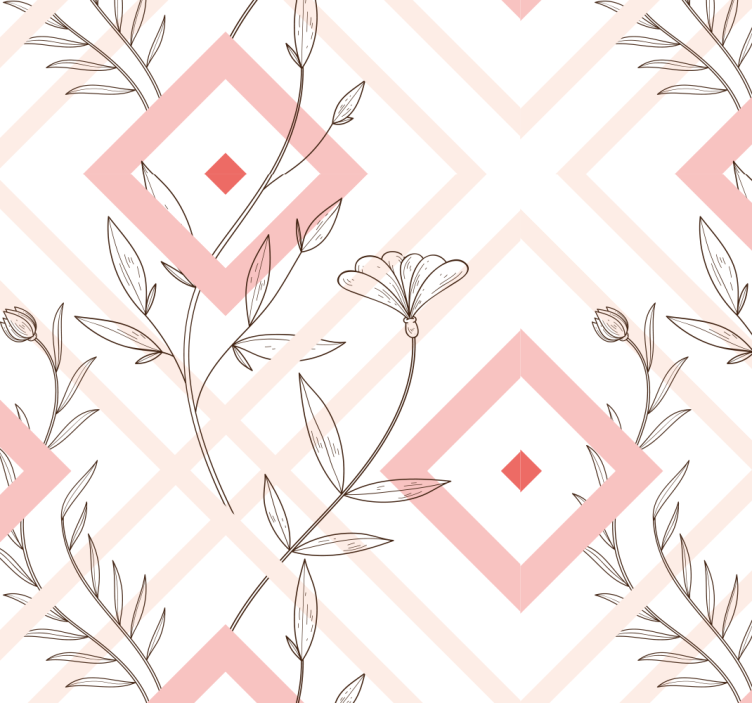 tapety do obývačky kvetinové diamantové tvary - Tenstickers