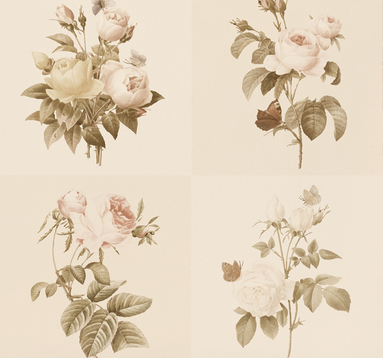 tapeta do predsiene kvetinový dizajn dlaždíc - Tenstickers