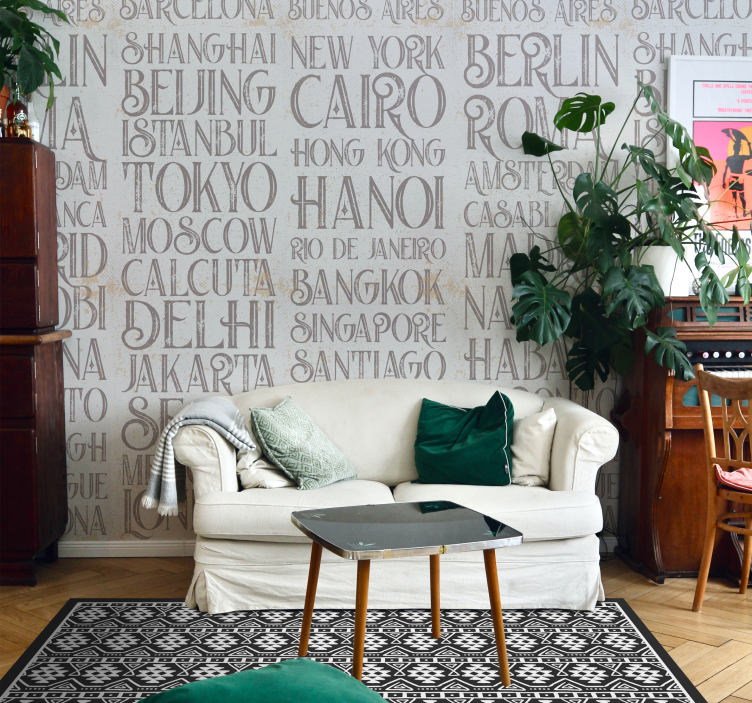 Mestá sveta nápis tapety - Tenstickers