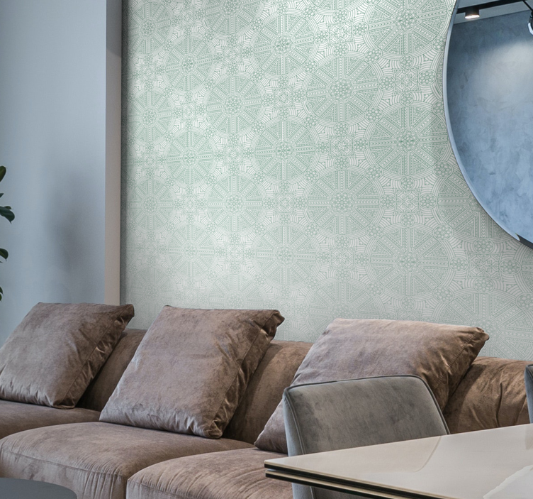 tapety do spálne zelený boho aztécky vzor - Tenstickers