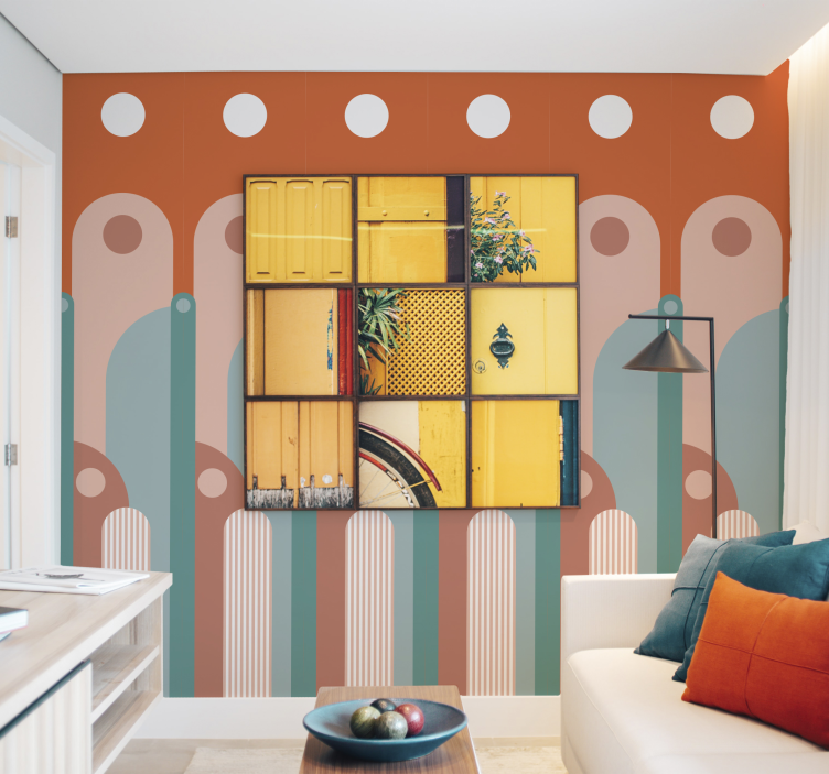 tapety do obývačky zakrivené geometrické tvary - Tenstickers