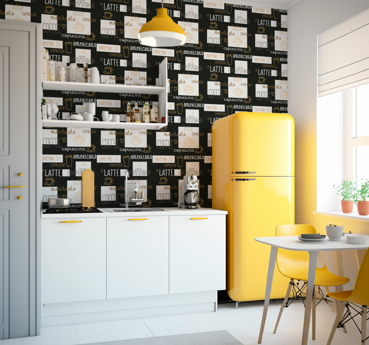 Ozdobné kávové kresby kuchynské tapety - Tenstickers