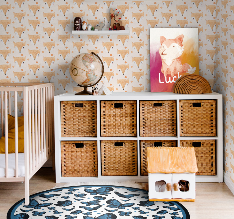 tapeta do detskej izby ručne maľovaná líška - Tenstickers