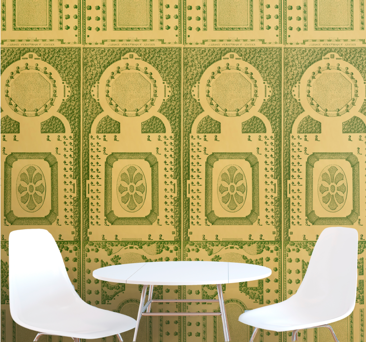 Tapety so zeleným a zlatým vzorom v štýle art deco - Tenstickers