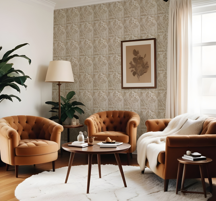 barokove tapety béžové dlaždice - Tenstickers