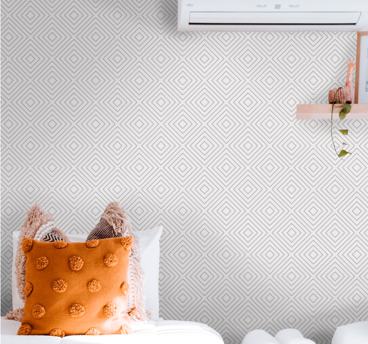 Biela tapeta so vzorom šedých štvorcov - Tenstickers