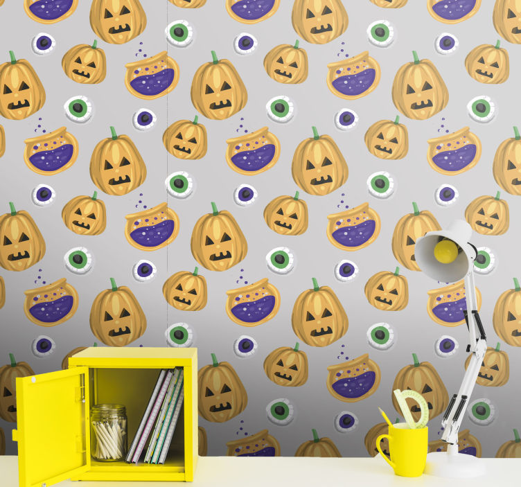 halloweenske tapety tekvicový vzor - Tenstickers