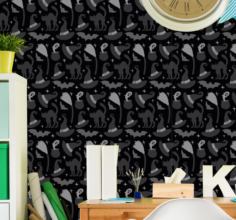 halloweenske tapety čarodejnícke klobúky a duchovia - Tenstickers