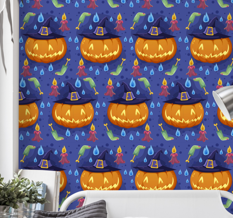 halloweenske tapety vzor halloweenskej tekvice - Tenstickers