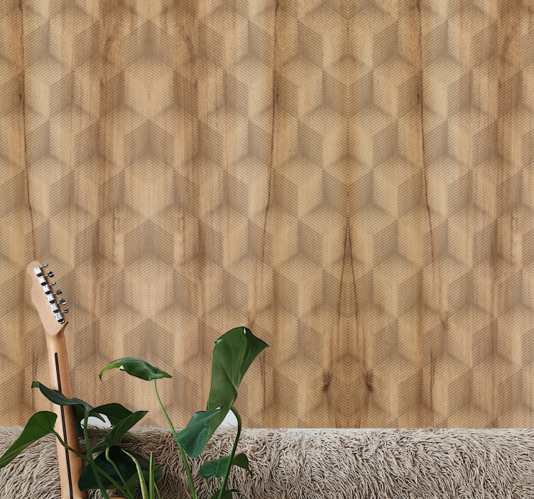 Hnedý dub diamantový vzor tapety s efektom dreva - Tenstickers