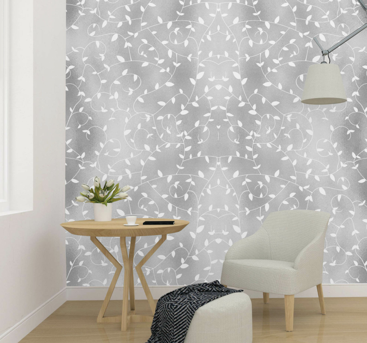 Vetvy stromu biele a strieborné tapety - Tenstickers