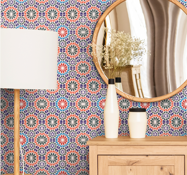 kvetinová tapeta geometrické kvetinové motívy - Tenstickers