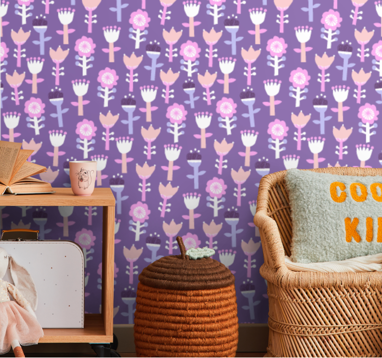 tapety na stenu kvety fialový motív - Tenstickers