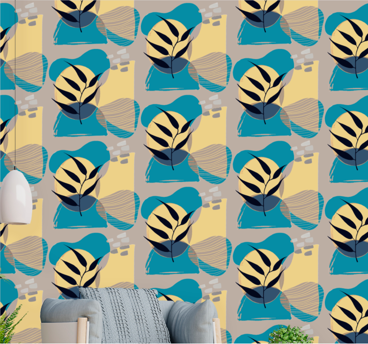 kvetinová tapeta štylizovaný listový vzor - Tenstickers