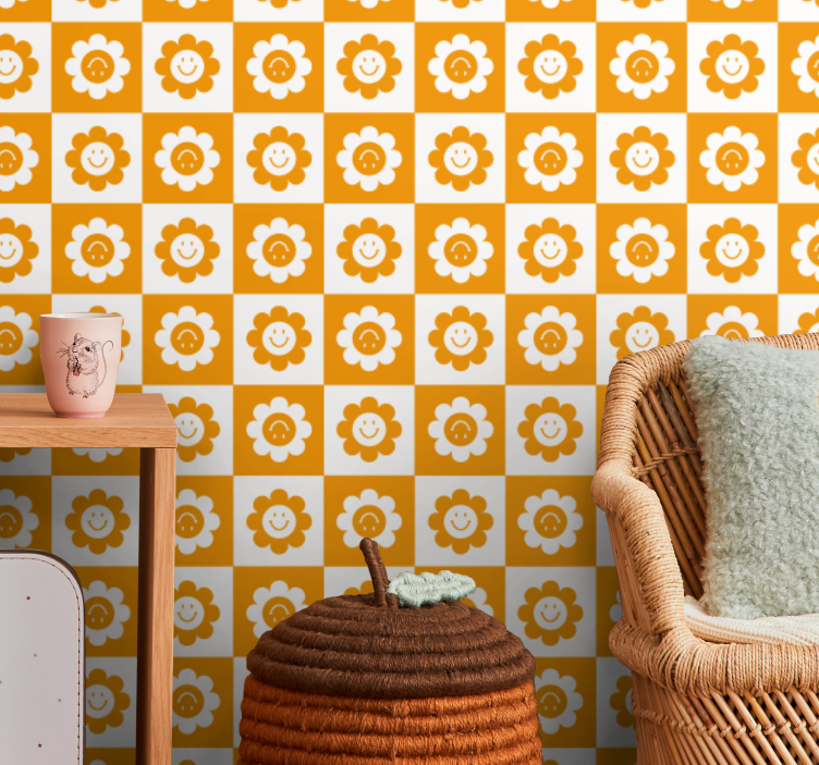 kvetinová tapeta usmievavý kvetinový vzor - Tenstickers