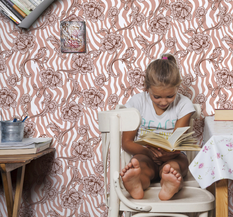 kvetinová tapeta florálny ozdobný vzor - Tenstickers