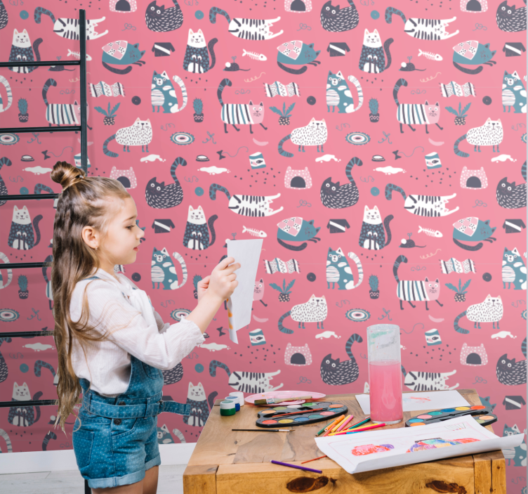 mačky tapety hravé mačky ilustrácie - Tenstickers