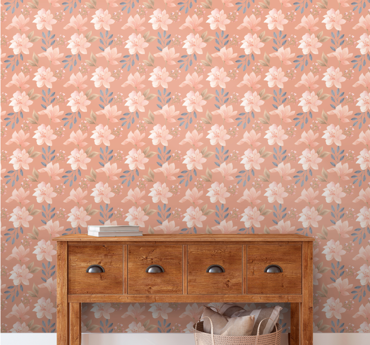 Maľovaná akvarelová tapeta s kvetinovým vzorom - Tenstickers